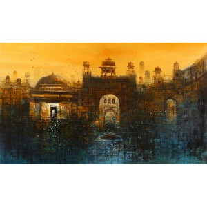 A. Q. Arif, 24 x 42 Inch, Oil on Canvas, Citysscape Painting, AC-AQ-368
